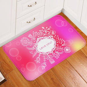 Love You Floral White Frame SWDD3923 Door Mat