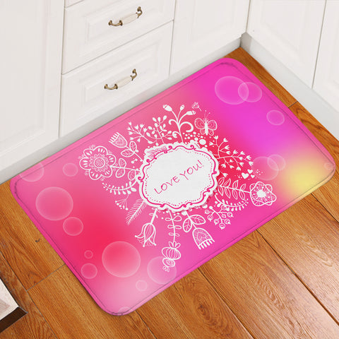 Image of Love You Floral White Frame SWDD3923 Door Mat