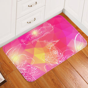 Love You Bird On Flower Pink Theme SWDD3924 Door Mat