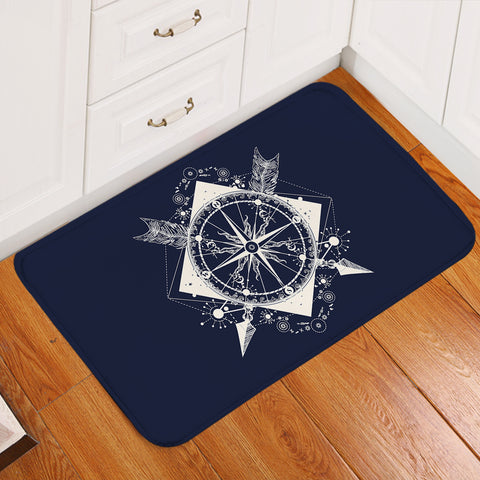 Image of Vintage Compass and Arrows Sketch Navy Theme SWDD3929 Door Mat
