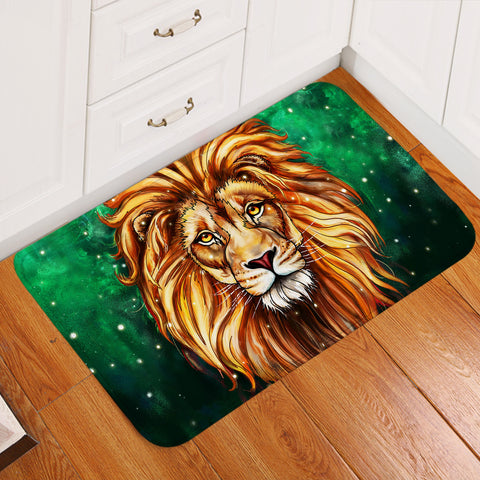Image of Watercolor Draw Lion Green Theme SWDD3941 Door Mat