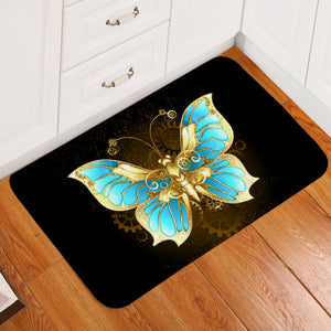 Golden Satin Blue Butterfly  SWDD4113 Door Mat