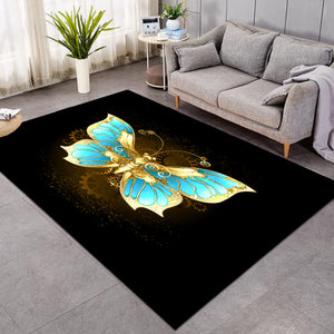 Golden Satin Blue Butterfly SWDD4113 Rug