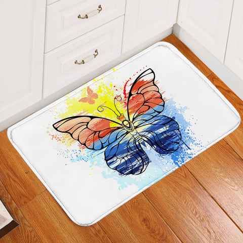 Image of Ocean Watercolor Print Butterfly SWDD4114 Door Mat