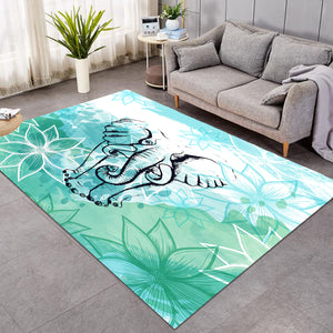 Elephant Sketch Lotus Mint Theme  SWDD4227 Rug