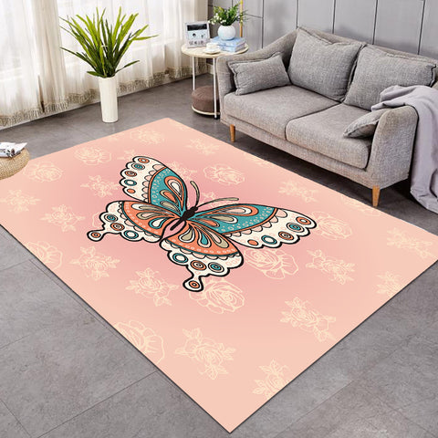 Image of Vintage Butterfly Floral Pink Theme  SWDD4291 Rug