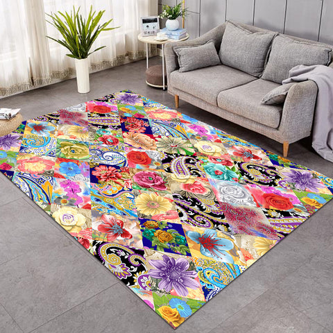 Image of Multi Mandala & Flowers Checkerboard SWDD4296 Rug