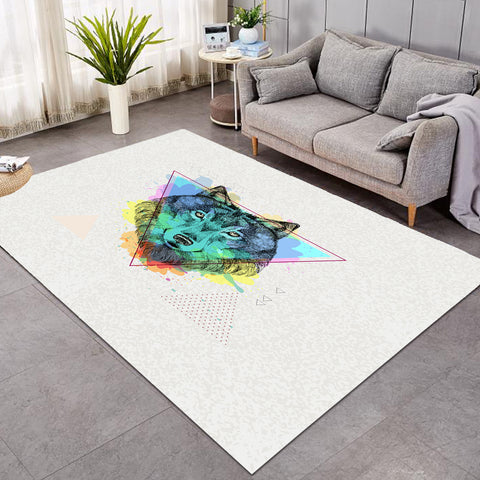 Image of Colorful Splash Watercolor Wolf SWDD4299 Rug