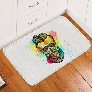 Pastel Watercolor Splash Barber Skull SWDD4306 Door Mat