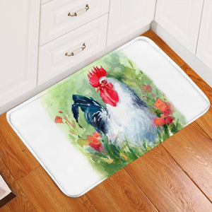 White Chicken Watercolor Painting SWDD4331 Door Mat