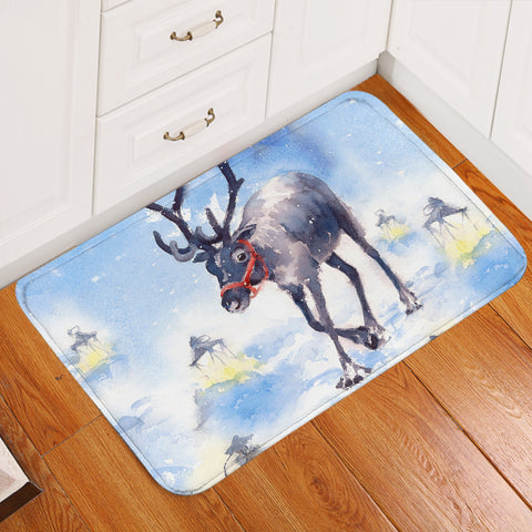 Image of Snow Little Deer Watercolor Painting SWDD4332 Door Mat