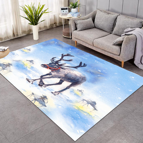 Image of Snow Little Deer Watercolor Painting SWDD4332 Rug