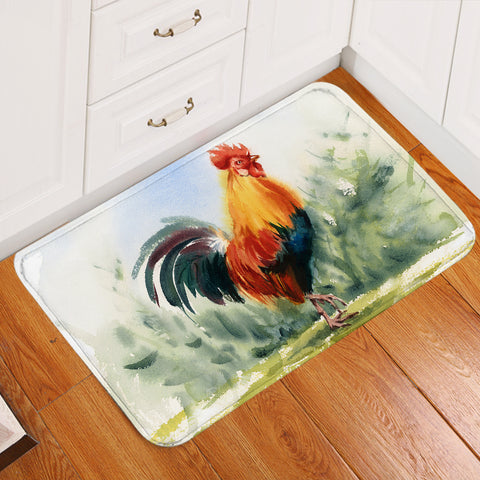 Image of Rooster Watercolor Painting SWDD4334 Door Mat