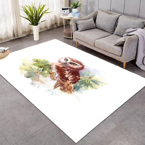 Image of Owl On Tree Watercolor Painting SWDD4397 Rug