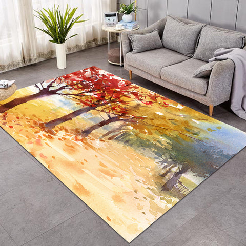 Image of Summer Maple Trees Forest Watercolor Painting SWDD4400 Rug