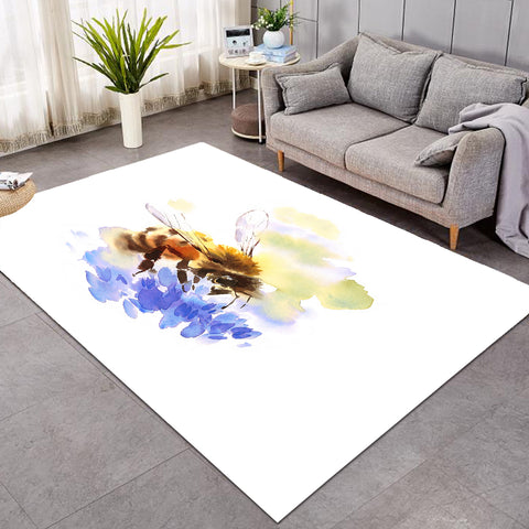 Image of Flying Bee Watercolor Painting SWDD4405 Rug