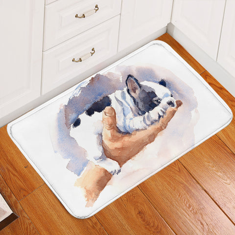 Image of Dairy Pug On Hand Watercolor Painting SWDD4407 Door Mat