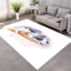 Dairy Pug On Hand Watercolor Painting SWDD4407 Rug