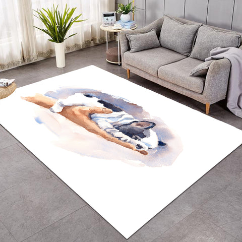 Image of Dairy Pug On Hand Watercolor Painting SWDD4407 Rug