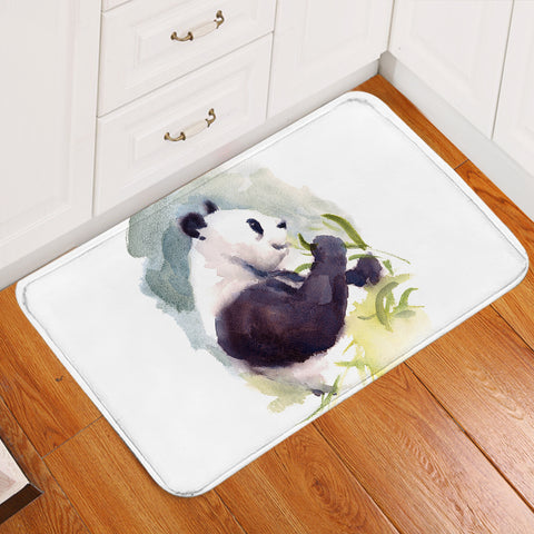 Image of Panda and Flowers Watercolor Painting SWDD4412 Door Mat