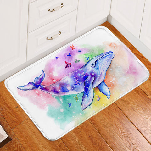 Image of Galaxy Whale Colorful Background Watercolor Painting SWDD4413 Door Mat