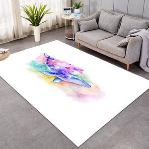Galaxy Whale Colorful Background Watercolor Painting SWDD4413 Rug