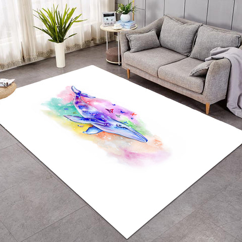 Image of Galaxy Whale Colorful Background Watercolor Painting SWDD4413 Rug