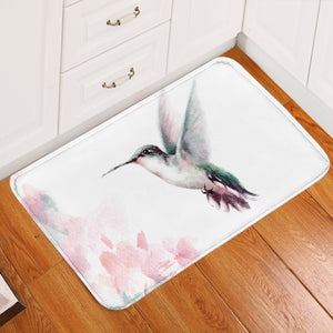 Flying Green Sunbird Watercolor Painting SWDD4415 Door Mat