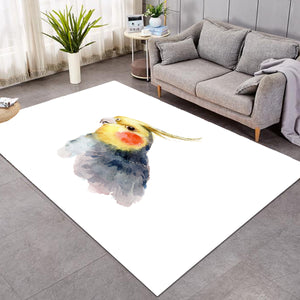 Yellow & Black Parrot White Theme Watercolor Painting SWDD4417 Rug