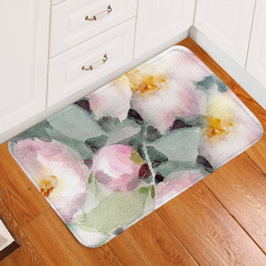 Pink Lotus & Green Leaves Watercolor Painting SWDD4418 Door Mat