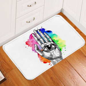 Eye In Hand Sketch Colorful Galaxy Background SWDD4420 Door Mat