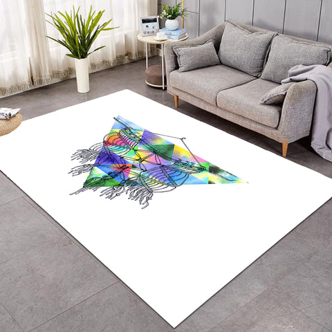 Image of Dreamcatcher Sketch Colorful Triangles Background SWDD4422 Rug