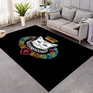 Colorful Flowers & White Cat Crown SWDD4427 Rug