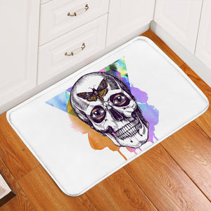 Butterfly Skull Sketch Colorful Watercolor Background SWDD4432 Door Mat