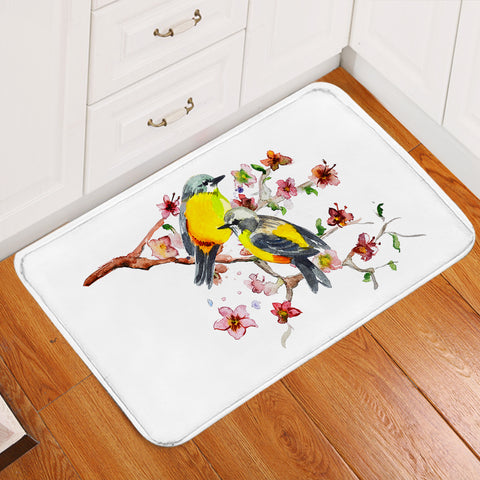 Image of Yellow Sunbirds On Blossom Branchs SWDD4439 Door Mat