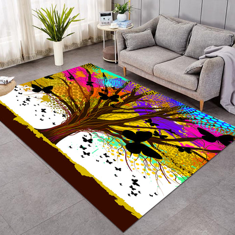 Image of Colorful Huge Tree and Multi Butterflies  SWDD4440 Rug