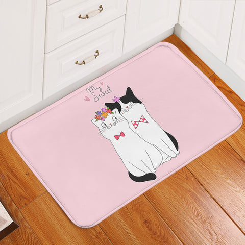 Image of Cute My Sweet Loving Cats Pink Theme SWDD4507 Door Mat