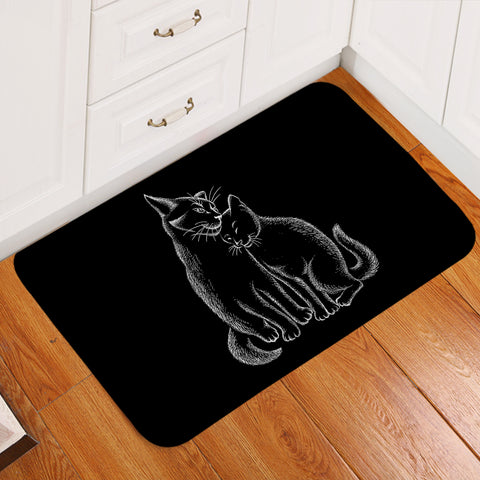Image of Loving Cats White Sketch Black Theme SWDD4513 Door Mat