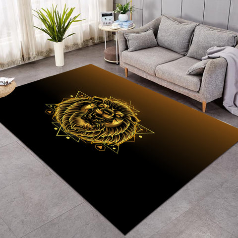 Image of Modern Golden Lion Zodiac Black Theme  SWDD4529 Rug