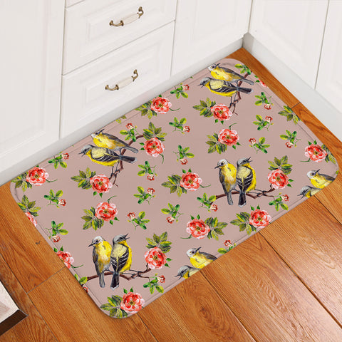 Image of Couple Sunbird and Pink Flowers  SWDD4533 Door Mat