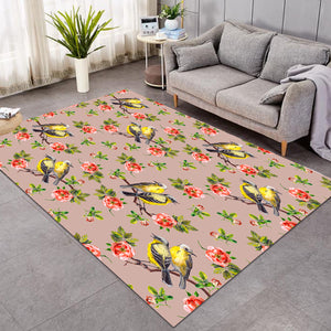 Couple Sunbird and Pink Flowers  SWDD4533 Rug