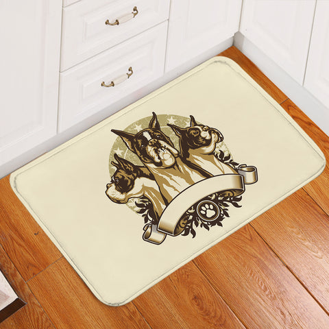 Image of Retro Golden Three Heads Bulldogs Old School Style SWDD4535 Door Mat