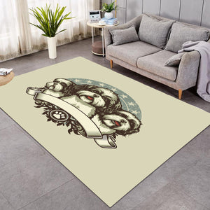 Retro Three Heads Cavalier King Charles Spaniel Superstar SWDD4536 Rug