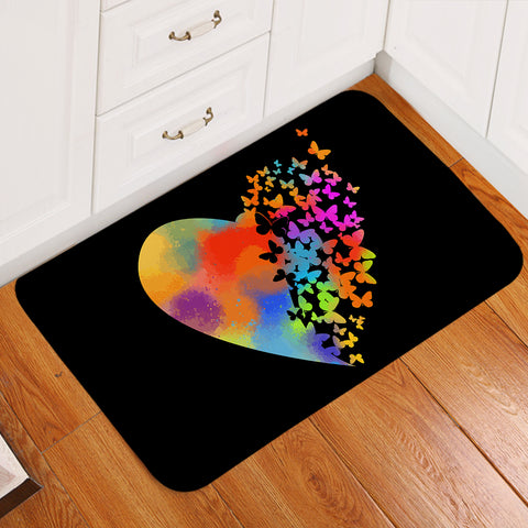 Image of Colorful Faded Butterfly Heart Shape SWDD4543 Door Mat