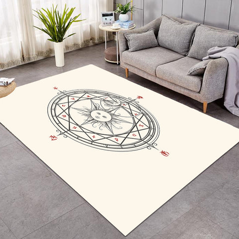 Image of Sun Moon Sign Zodiac Compass SWDD4579 Rug