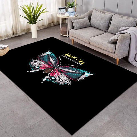 Image of Colorful Butterfly Embroidery Effect SWDD4583 Rug
