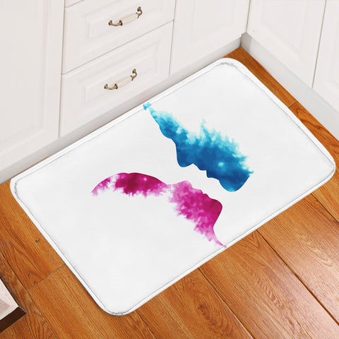 Image of Purple & Blue Human Face Kissing SWDD4586 Door Mat