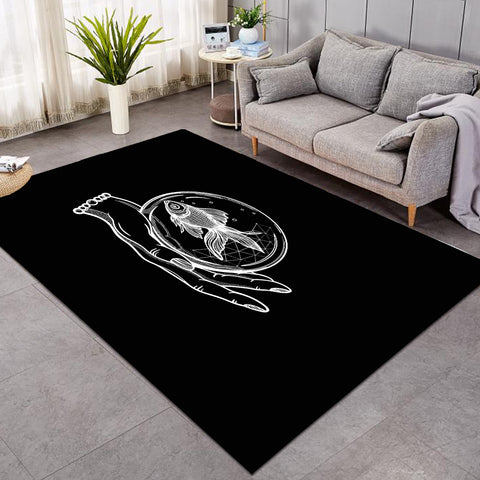 Image of Hand Holding Fish SWDD4589 Rug