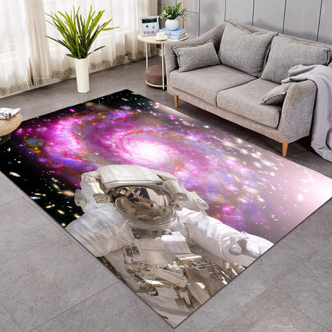 Image of Pink Purple Galaxy Astronaut Theme  SWDD4591 Rug