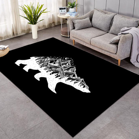 Image of B&W Night Mountain On The Bear Sketch SWDD4600 Rug